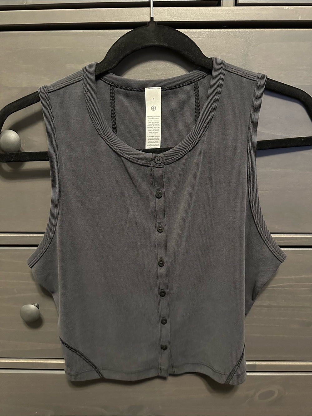 Lululemon Soft Ribbed Button-Front Tank Top Gray Tank Top